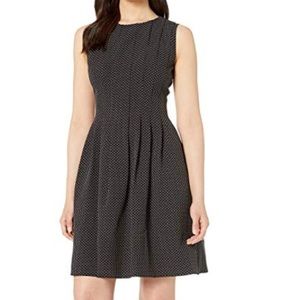 EUC Anne Klein 18W pleated black dot dress